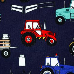 Bomuld Jersey // Marine bl� traktor