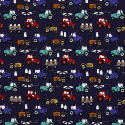 Bomuld Jersey // Marine bl� traktor