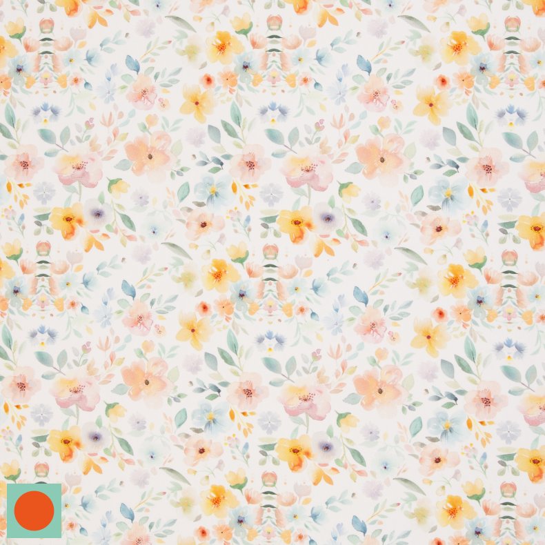 Bomulds Jersey 149,- Akvarel blomst