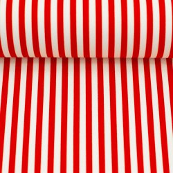Bomulds Poplin // Striber hvid r�d