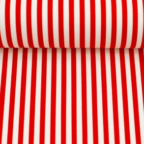 Bomulds Poplin // Striber hvid r�d