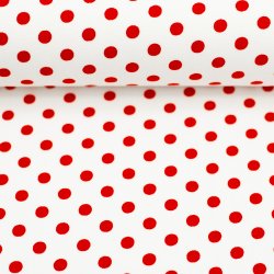 Bomulds Poplin // Polka Hvid R�d