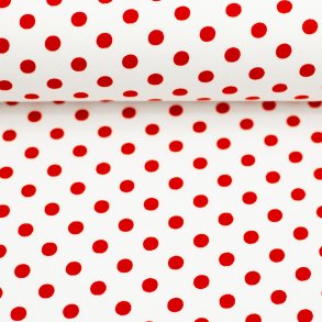 Bomulds Poplin // Polka Hvid R�d