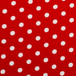 Bomulds Poplin // Polka R�d Hvid
