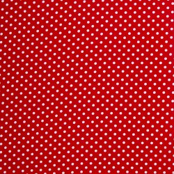 Bomulds Poplin // Polka R�d Hvid