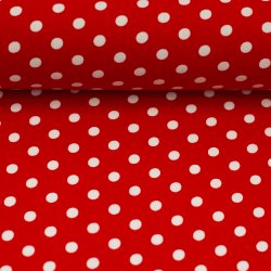 Bomulds Poplin // Polka R�d Hvid