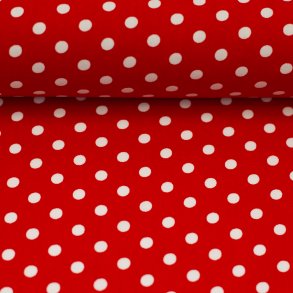 Bomulds Poplin // Polka R�d Hvid