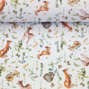 Bomulds poplin m. vandafvisende bel�gning // Skovens dyr