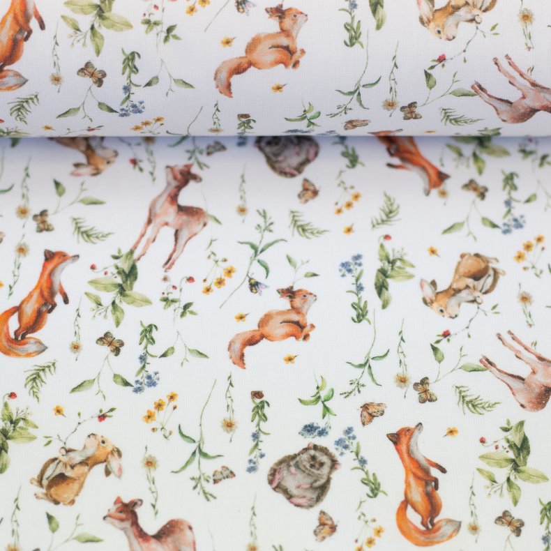 Bomulds poplin m. vandafvisende bel�gning // Skovens dyr