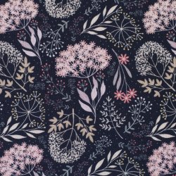 Bomulds Poplin // St�vblomster Bl� Rosa