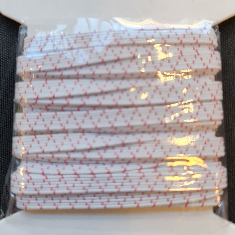 ELASTIK BABY - HVID R�D ZIGZAG - 5mm x 3m