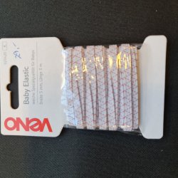 ELASTIK BABY - HVID R�D ZIGZAG - 5mm x 3m