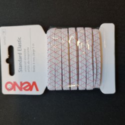 ELASTIK - HVID R�D ZIGZAG - 6mm x 5m