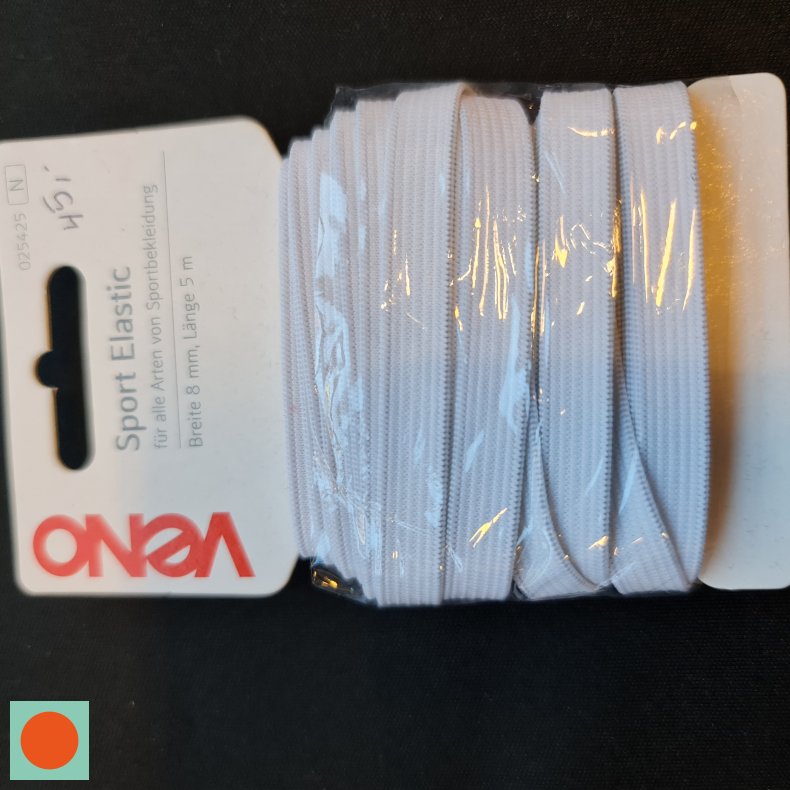 SPORT ELASTIK - HVID - 8MM x 5M