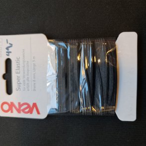 SUPER ELASTIK - SORT 8MM x 3M