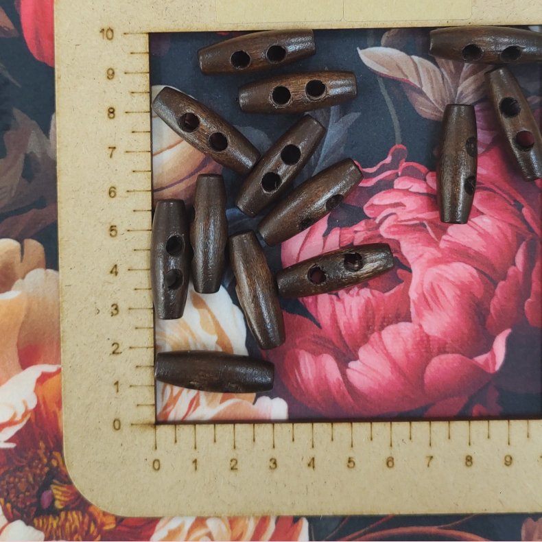 Knap tr� brun 3cm // Duffle coat