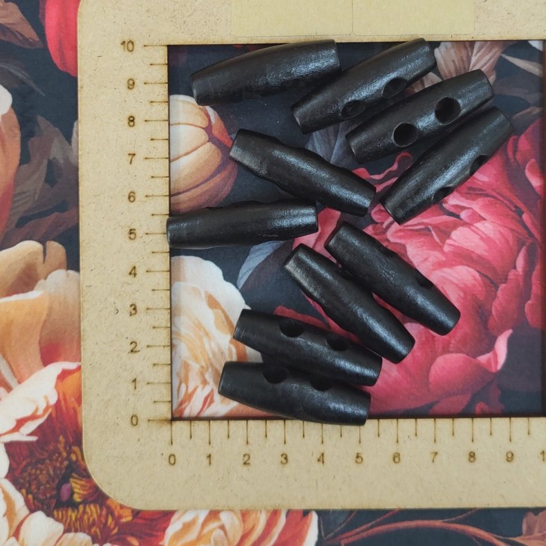 Knap tr� sort 4cm // Duffle coat