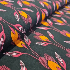 Viskose satin vvet 119,-  Sort pink blomst