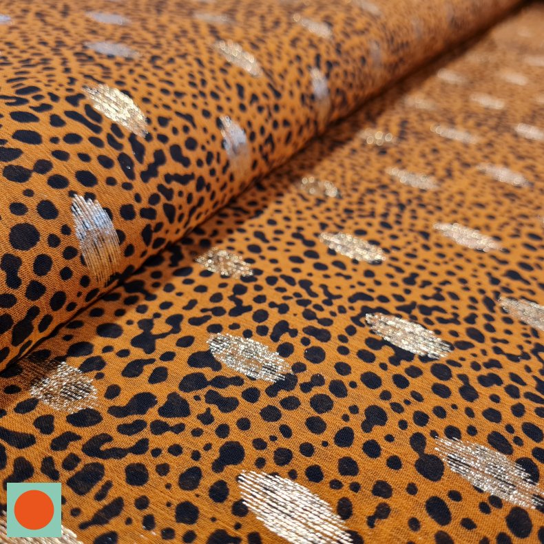 Chiffon 119,- Brndt karry gul  Sort Prikker Jaguar Guld Blade