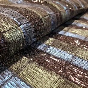 Paliettestof // Grn bl sort stribe