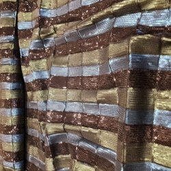 Paliettestof // Grn bl sort stribe