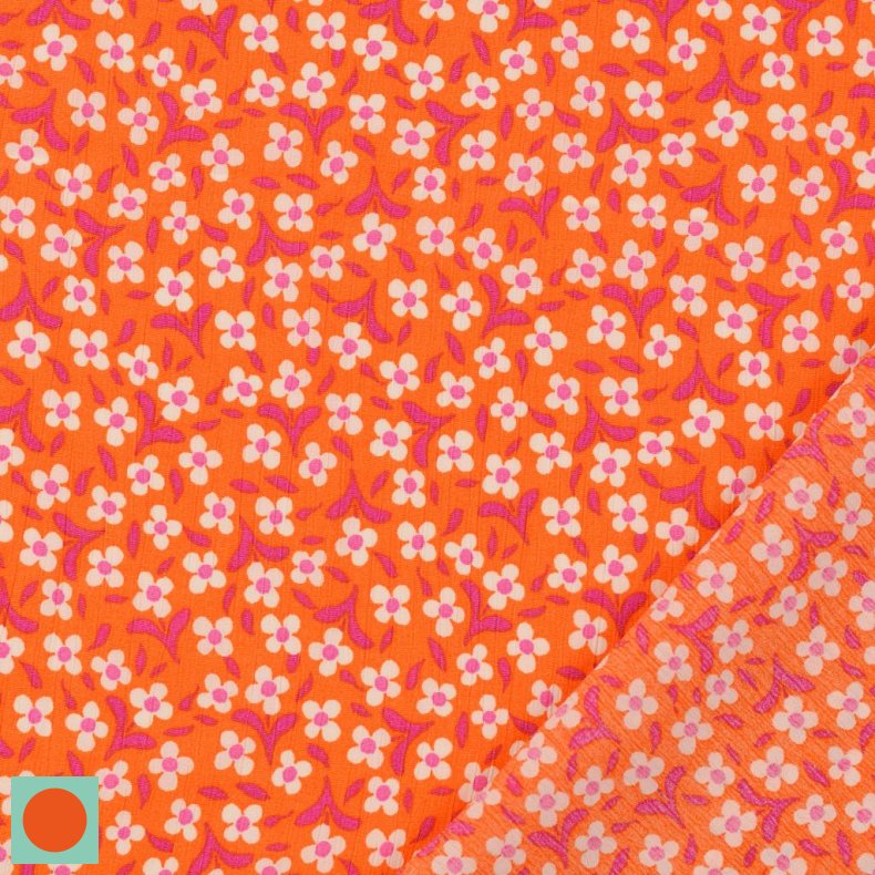 Vvet viskose // Orange sm blomst