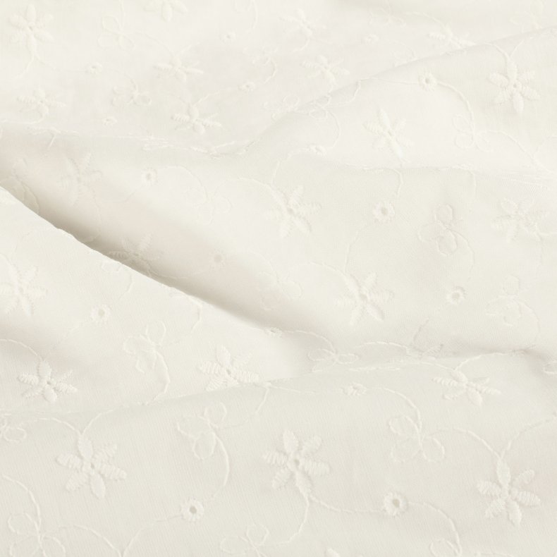 Broderi Anglaise // Korn blomst r� Hvid