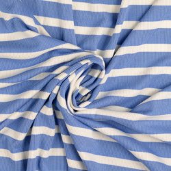 Bomuld Rib jersey // Stribe hvid lysebl
