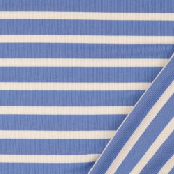 Bomuld Rib jersey // Stribe hvid lysebl