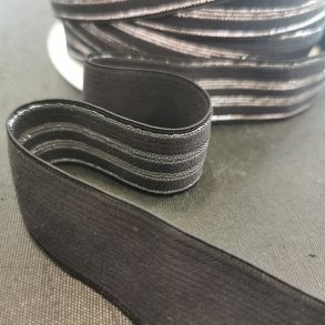 Elastik bld velour glimmer - Sort Slv