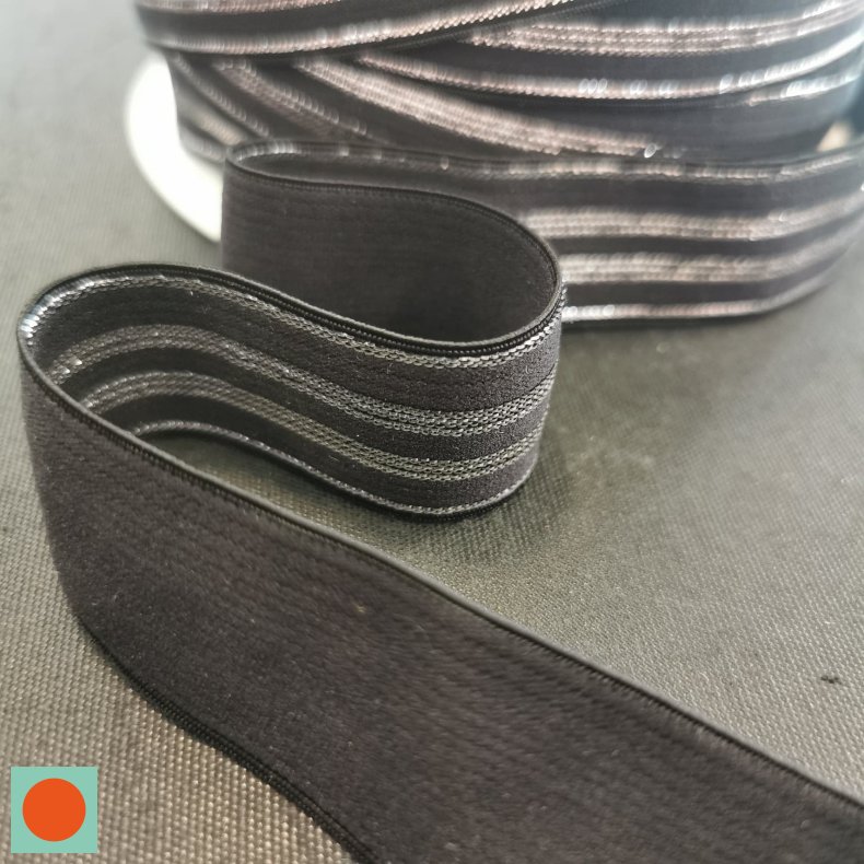 Elastik bld velour glimmer - Sort Slv