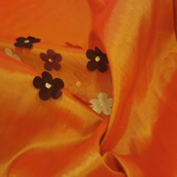 Taft // Orange blomst brun