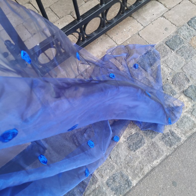 Organza 59,- Kobolt bl� blomster