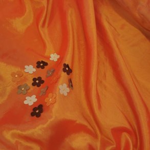 Taft // Orange blomst brun