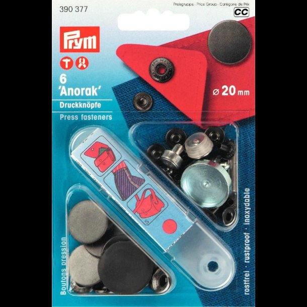 TRYKKNAP-KIT ANORAK 6STK =20MM - SLV