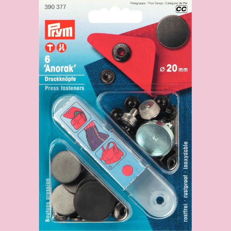 TRYKKNAP-KIT ANORAK 6STK �=20MM - S�LV