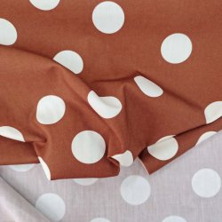 Bomulds Poplin // Store Prikker Brun Hvid