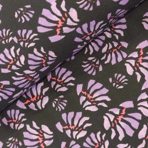 Vvet viskose // Sort lilla blomst