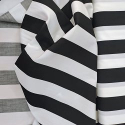 Bomulds Poplin // Sort Stribet Sort Hvid