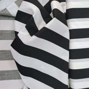 Bomulds Poplin // Sort Stribet Sort Hvid