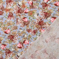Bomulds poplin // Alberthe lysebl� bordeaux og creme