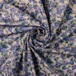 Bomulds poplin // Kathrine R� hvid bl� og Lilla
