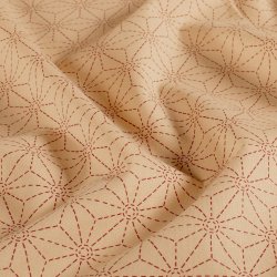 Bomulds L�rred // Sashiko Geometry Natur Bordeaux