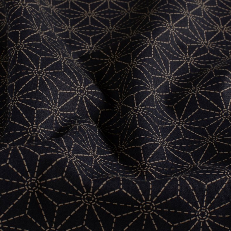 Bomulds L�rred // Sashiko Geometry Marine Creme