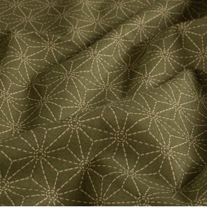 Bomulds L�rred // Sashiko Geometry Gr�n Creme
