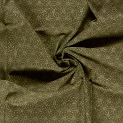 Bomulds L�rred // Sashiko Geometry Gr�n Creme