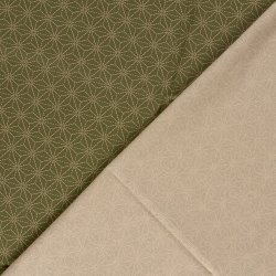 Bomulds L�rred // Sashiko Geometry Gr�n Creme