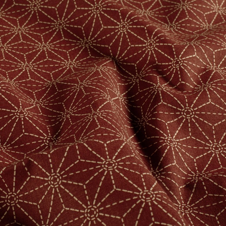 Bomulds L�rred // Sashiko Diamond Bordeaux m. creme