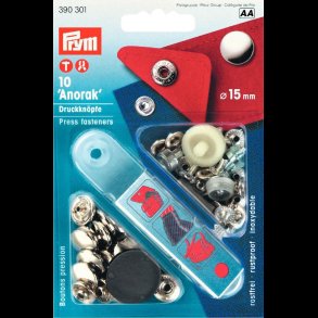 TRYKKNAP-KIT ANORAK 10STK �=15MM - S�LV