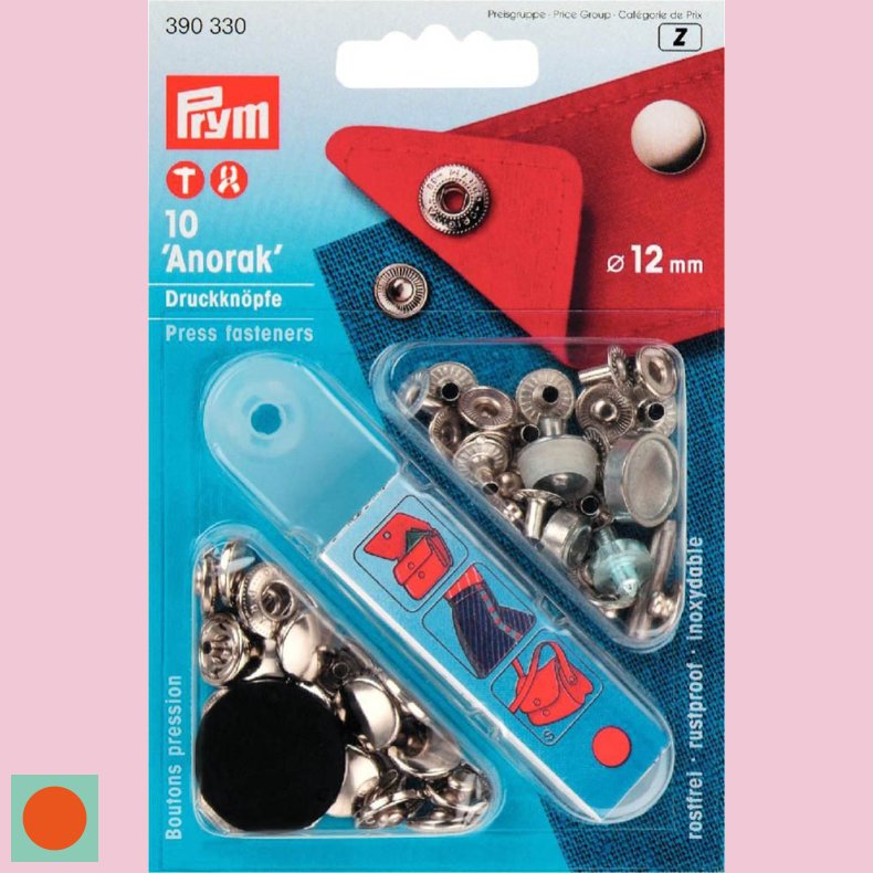 TRYKKNAP-KIT ANORAK 10STK =12MM SLV